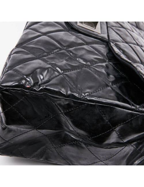 Grand sac CHANEL cuir verni noir