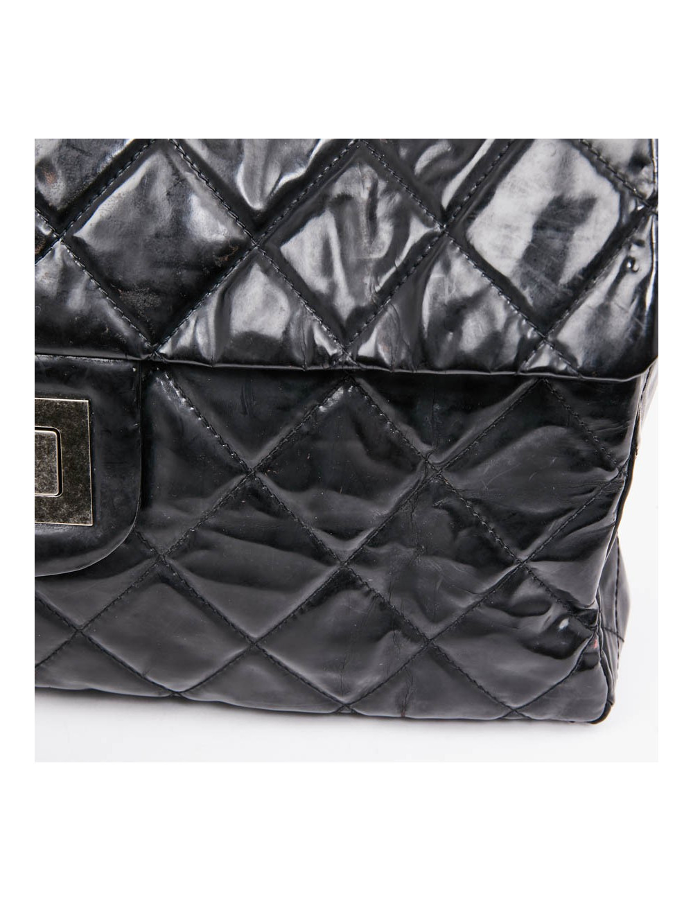 Grand sac CHANEL cuir verni noir