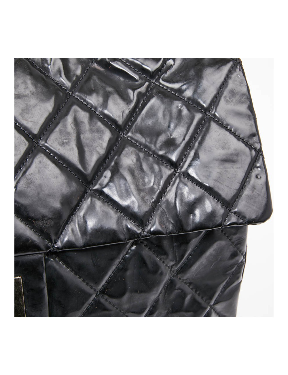 Grand sac CHANEL cuir verni noir