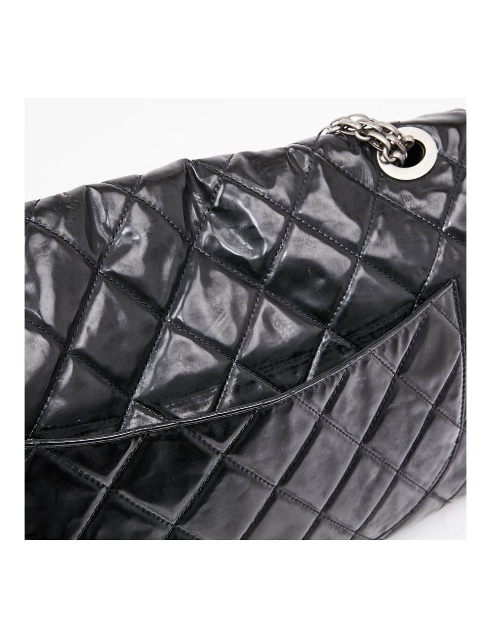Grand sac CHANEL cuir verni noir