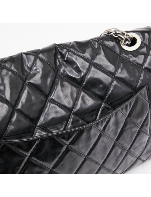Grand sac CHANEL cuir verni noir