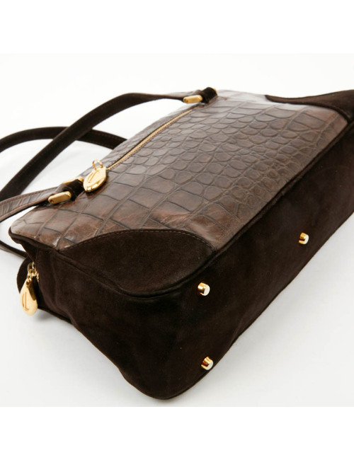 Sac karl LAGERFELD en cuir et daim marron 