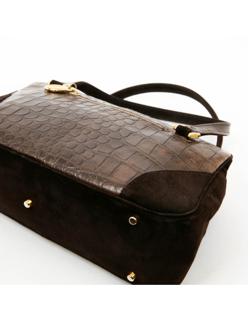 Sac LAGERFELD en cuir et daim marron 