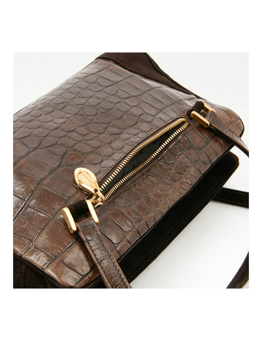 Sac LAGERFELD en cuir et daim marron 