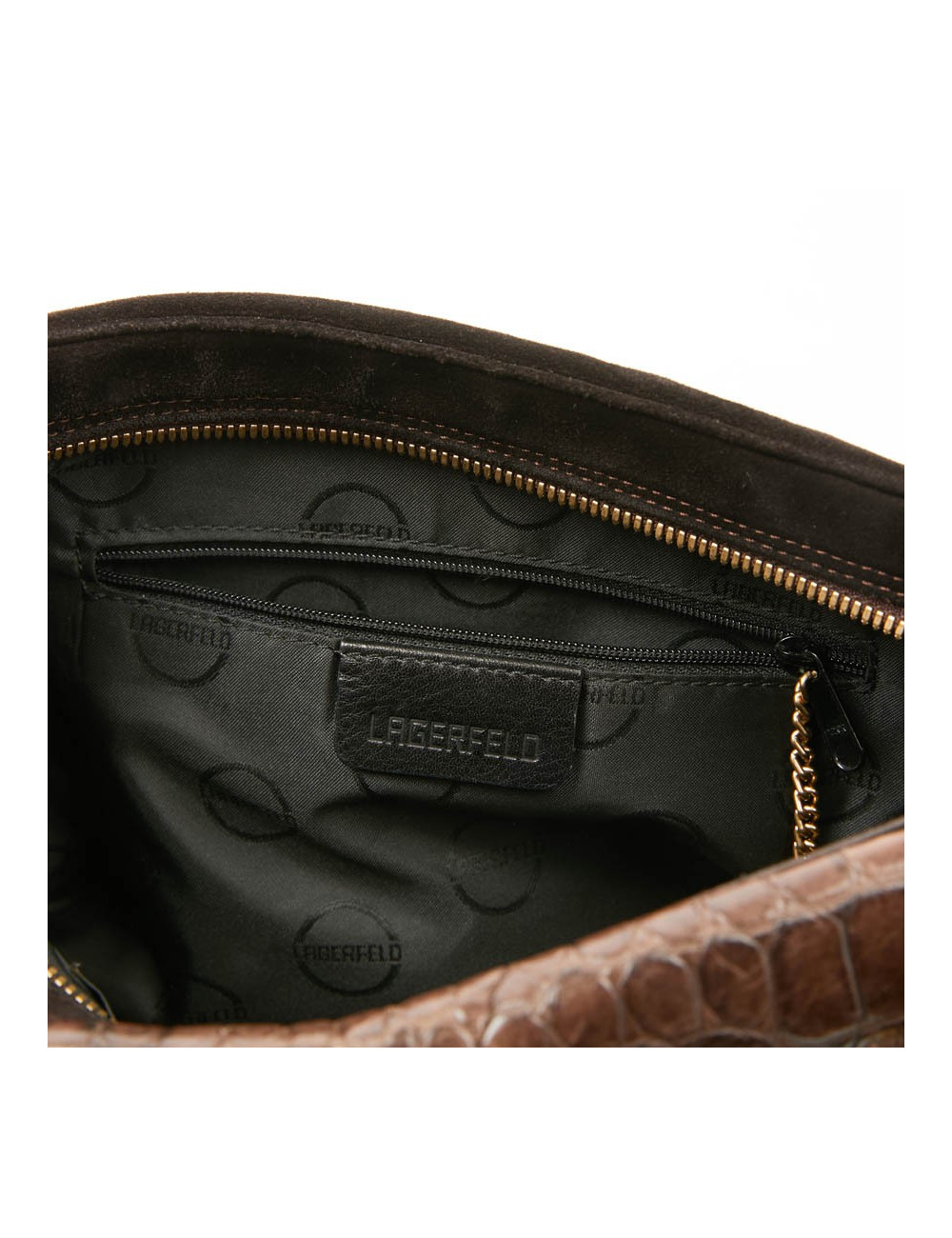 Sac karl LAGERFELD en cuir et daim marron 