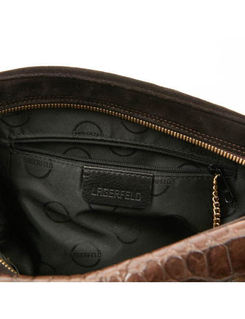 Sac karl LAGERFELD en cuir et daim marron 