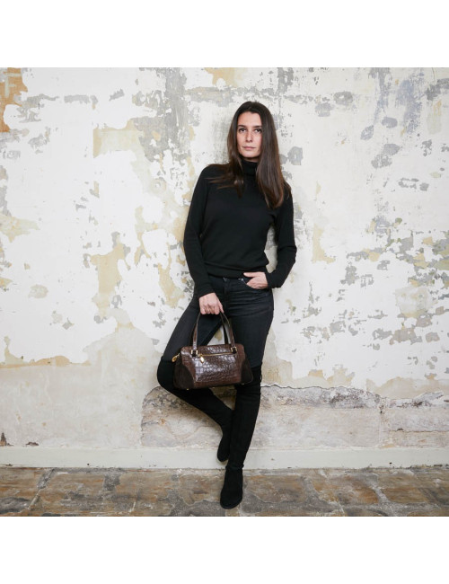 Sac LAGERFELD en cuir et daim marron 