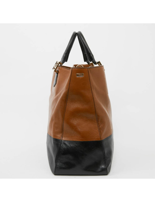 Cabas FENDI bicolore en cuir marron et noir 