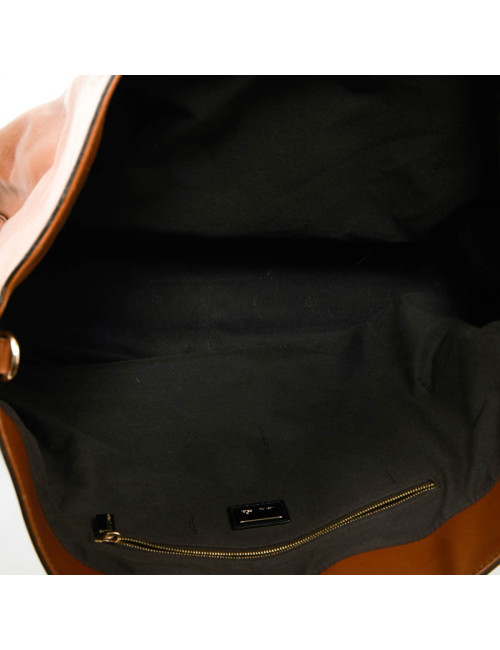 Cabas FENDI bicolore en cuir marron et noir 