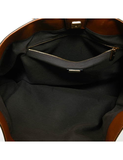 Cabas FENDI bicolore en cuir marron et noir 