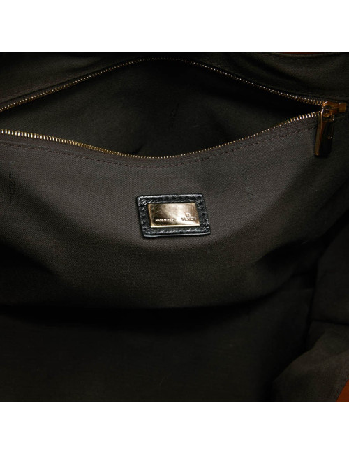 Cabas FENDI bicolore en cuir marron et noir 