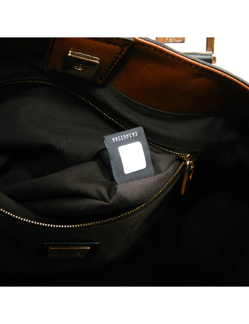 Cabas FENDI bicolore en cuir marron et noir 