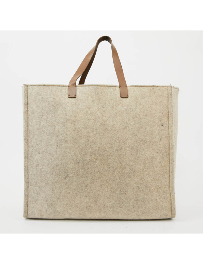 Grand cabas FENDI en laine bouillie beige GM