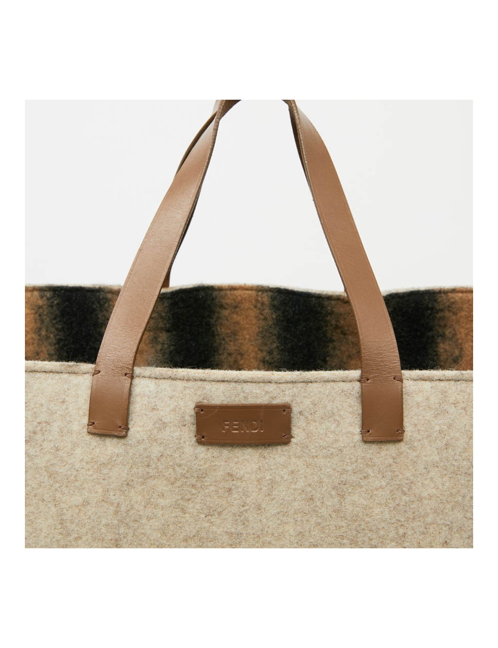 FENDI grey wool tote bag