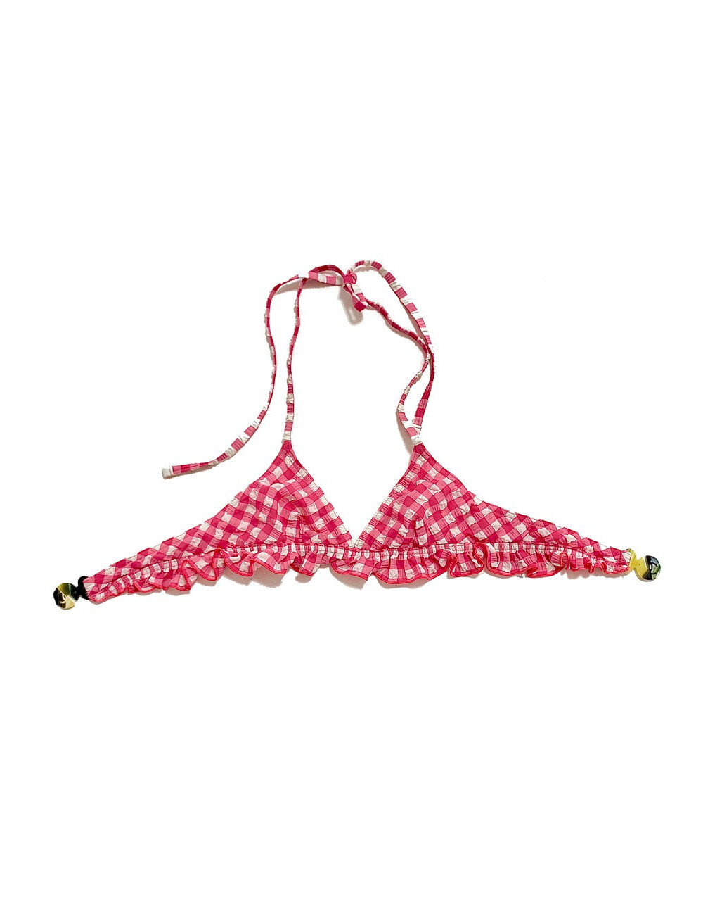 Maillot de bain CHANEL bikini vichy rose et blanc