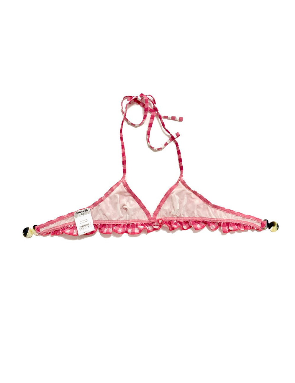 Maillot de bain CHANEL vichy rose et blanc