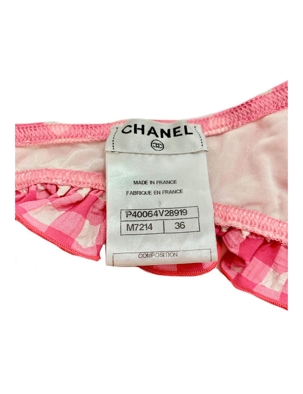 Maillot de bain CHANEL vichy rose et blanc