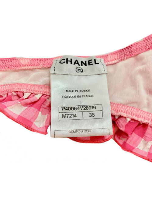 Maillot de bain CHANEL vichy rose et blanc
