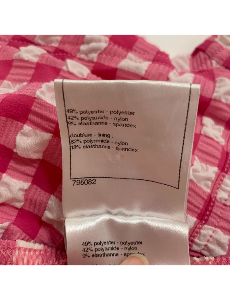 Maillot de bain CHANEL bikini vichy rose et blanc