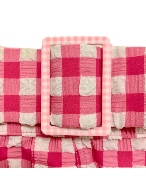 Maillot de bain CHANEL bikini vichy rose et blanc