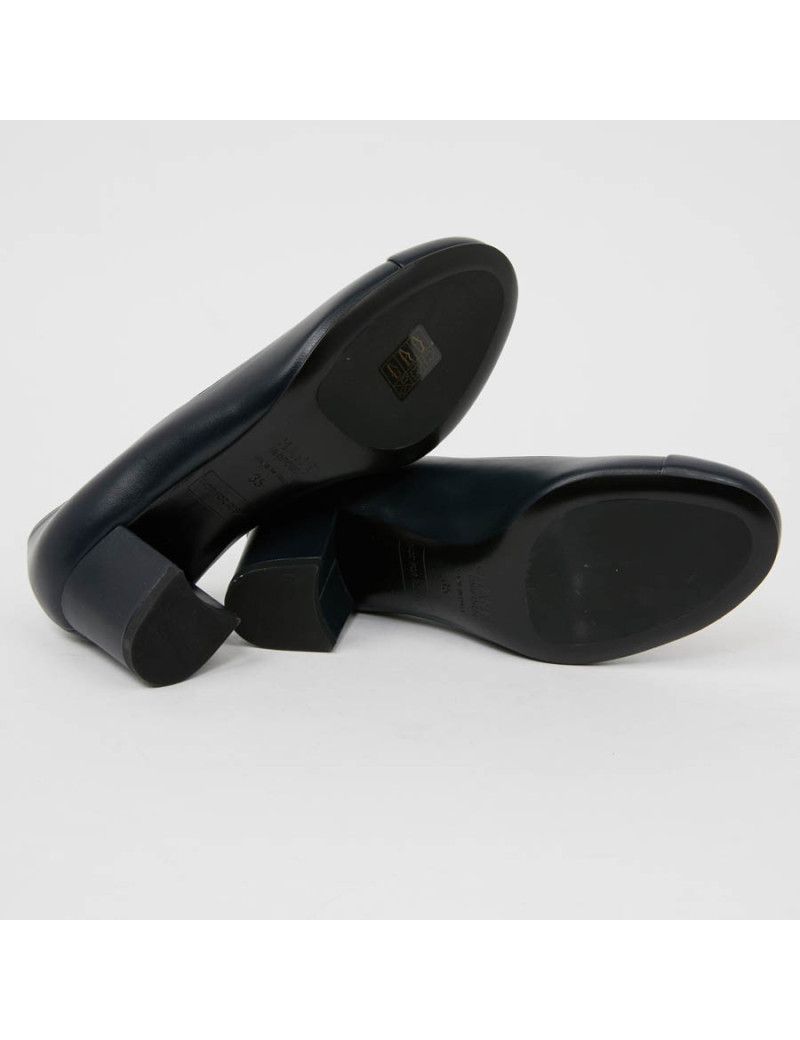 Escarpins T35 CHANEL cuir bleu