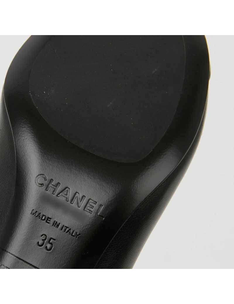 Escarpins T35 CHANEL cuir bleu