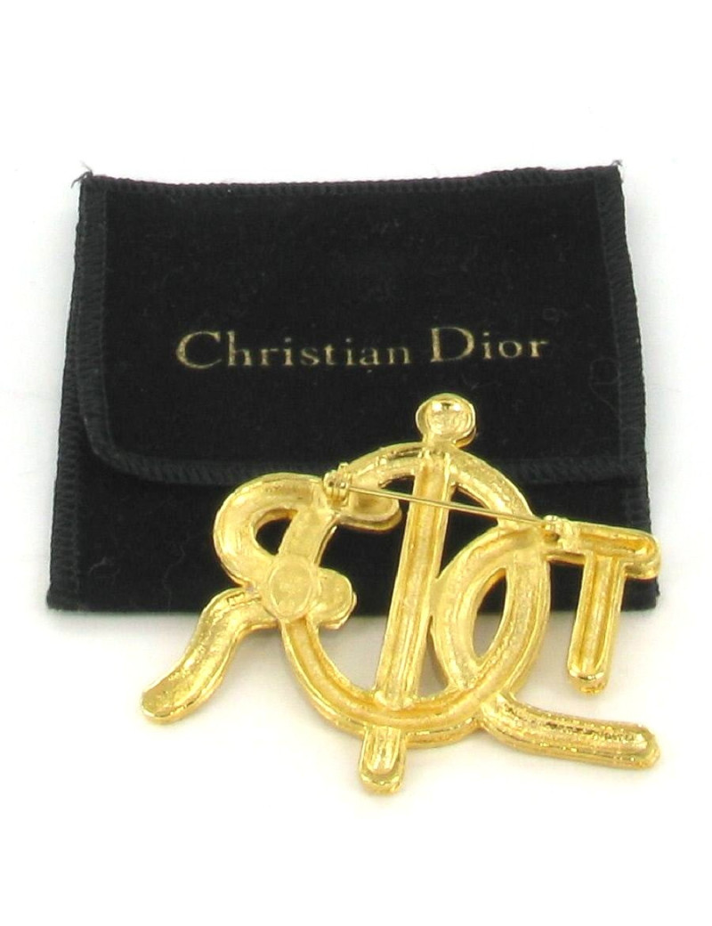Broche DIOR vintage métal doré et strass
