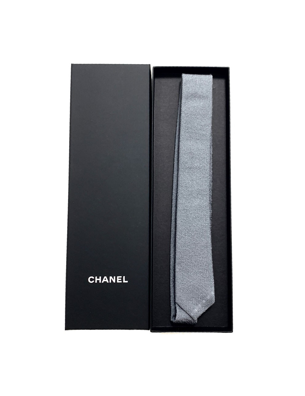 Cravate CHANEL Couture Soie grise