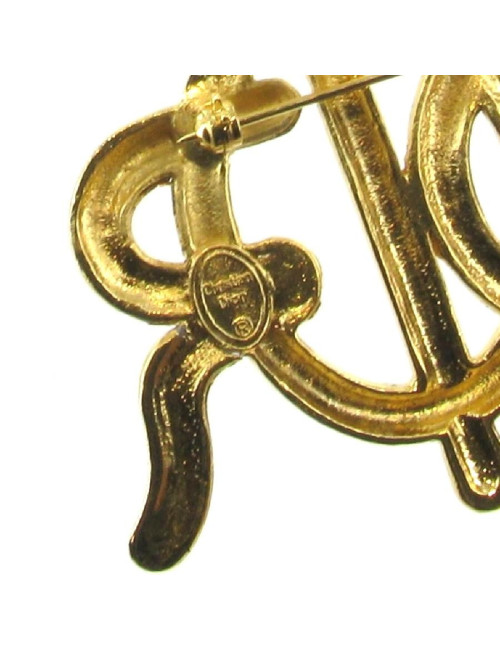 Broche DIOR vintage métal doré et strass