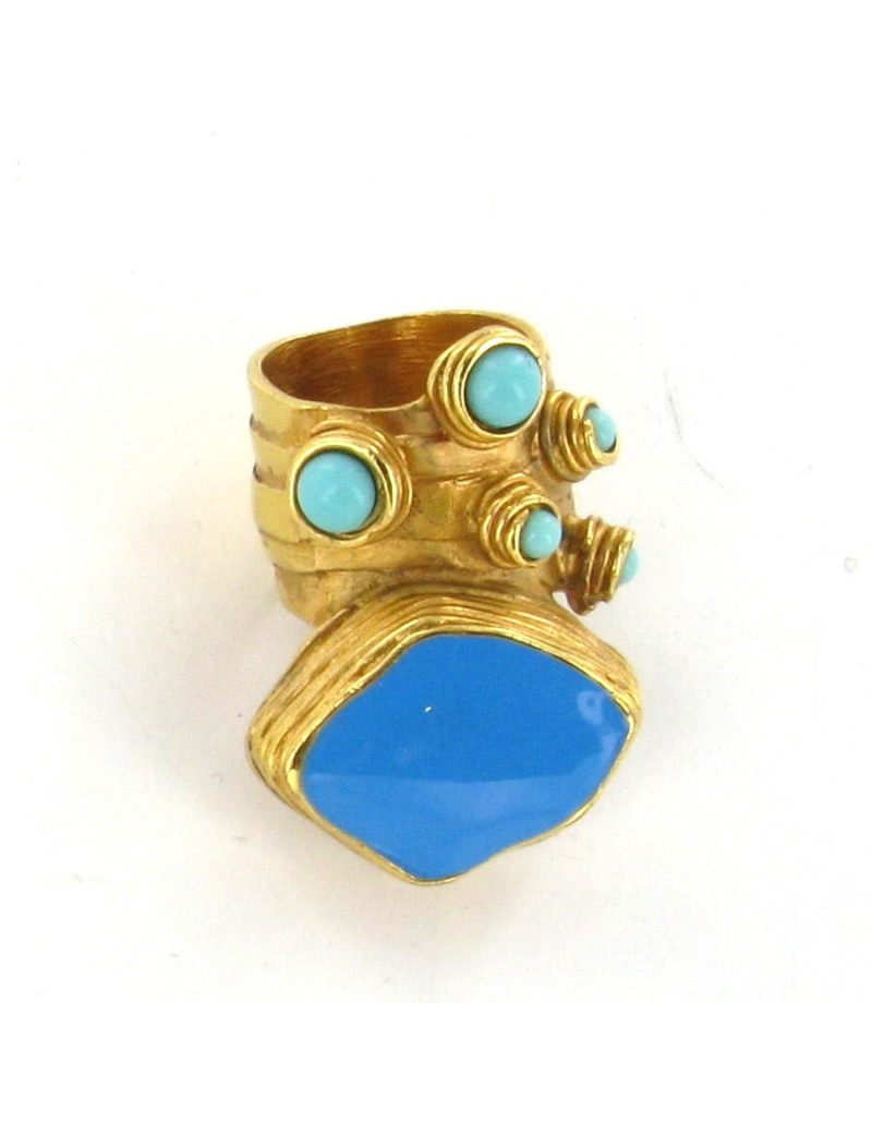 Bague YVES SAINT LAURENT pierres turquoises T 51