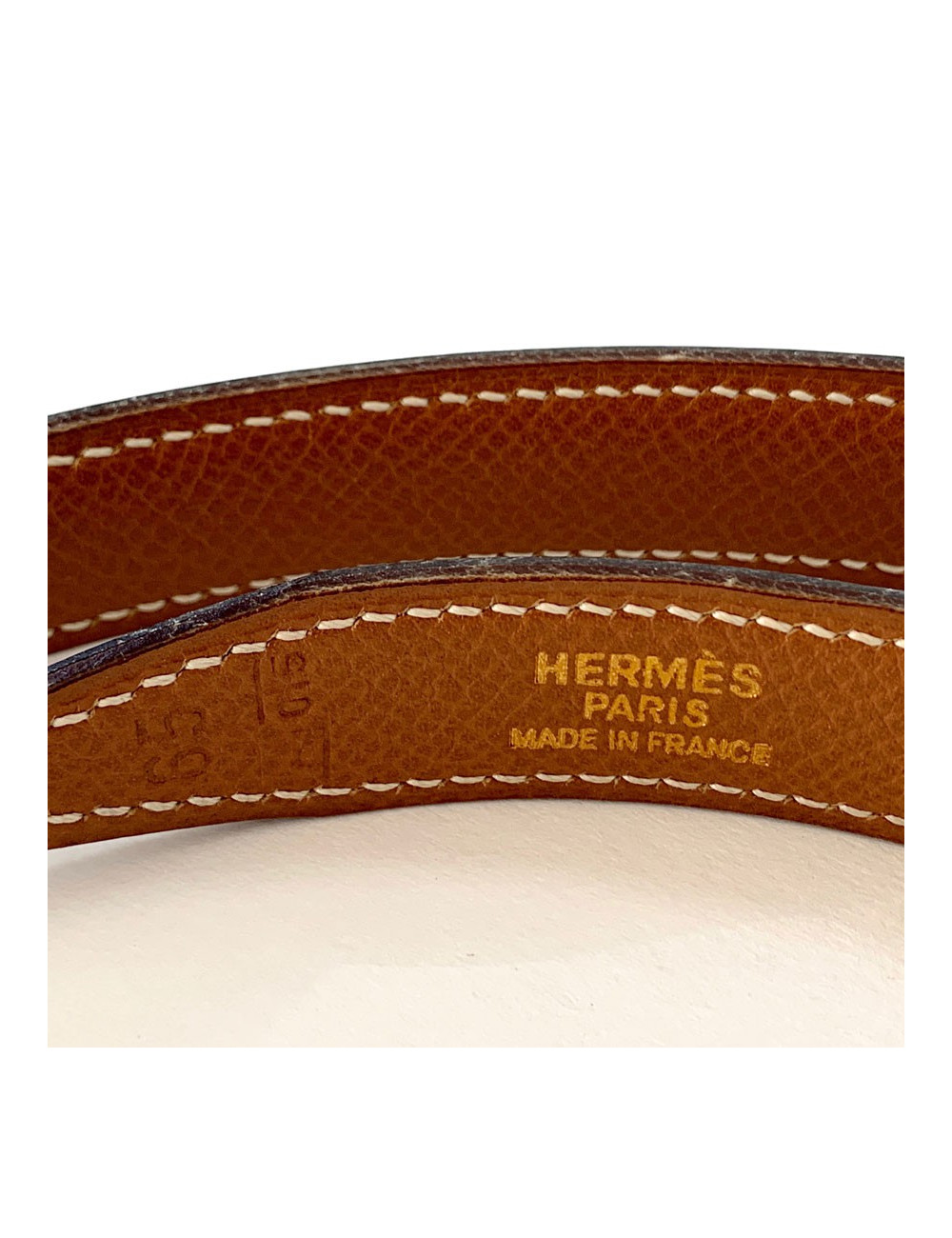 Ceinture H HERMES cuir noir et boucle dorée