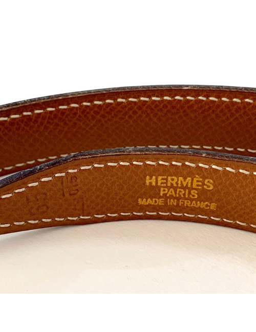 Ceinture H HERMES cuir noir et boucle dorée