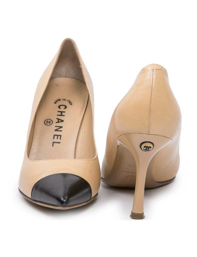 Escarpins CHANEL T 35.5 C bicolores