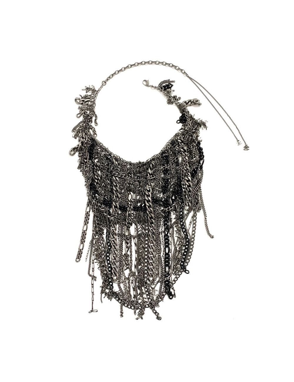 Collier Plastron CHANEL argent vieilli