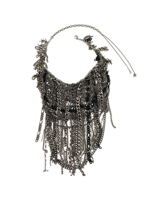 Collier Plastron CHANEL argent vieilli