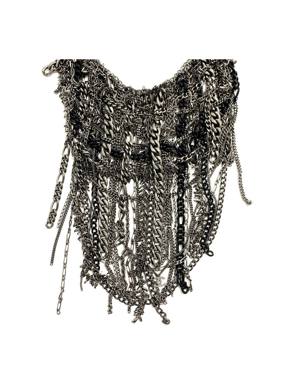 Collier Plastron CHANEL argent vieilli