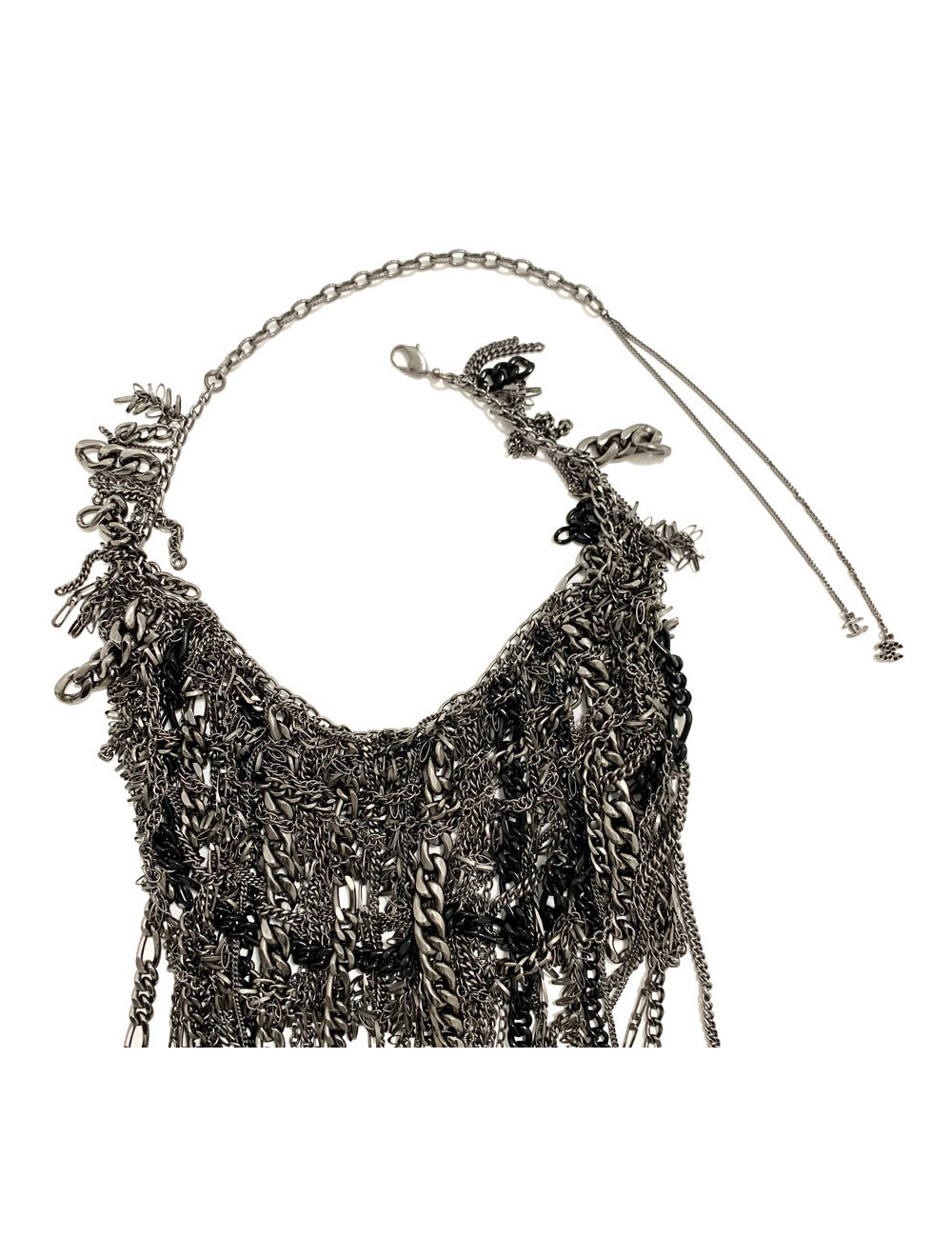 Collier Plastron CHANEL argent vieilli