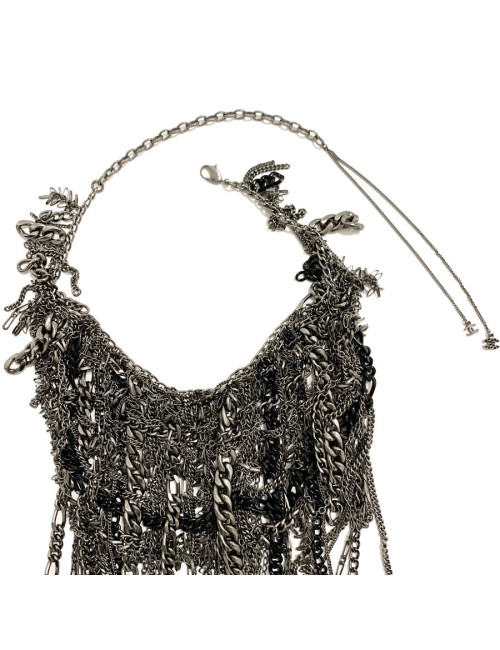 Collier Plastron CHANEL argent vieilli