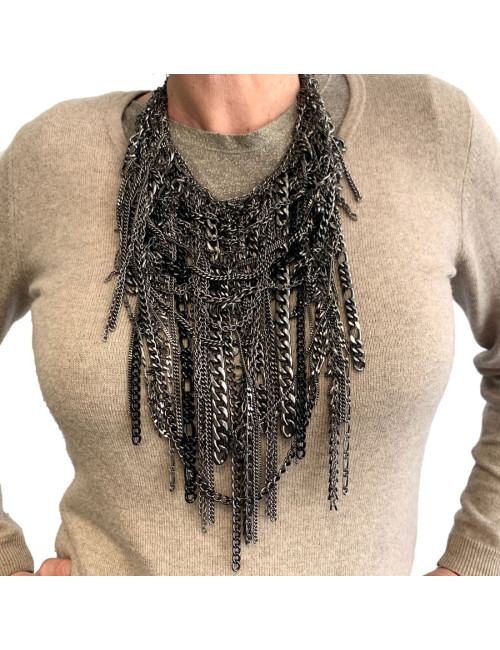 Collier Plastron CHANEL argent vieilli