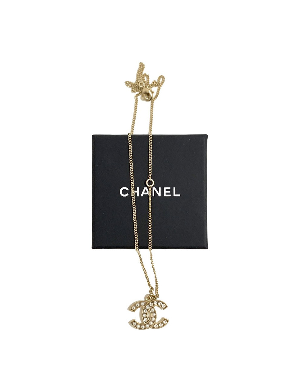 Pendentif CC CHANEL perles et strass 
