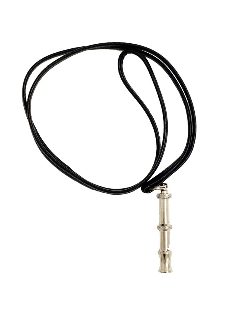 Collier sifflet HERMES cuir noir et acier