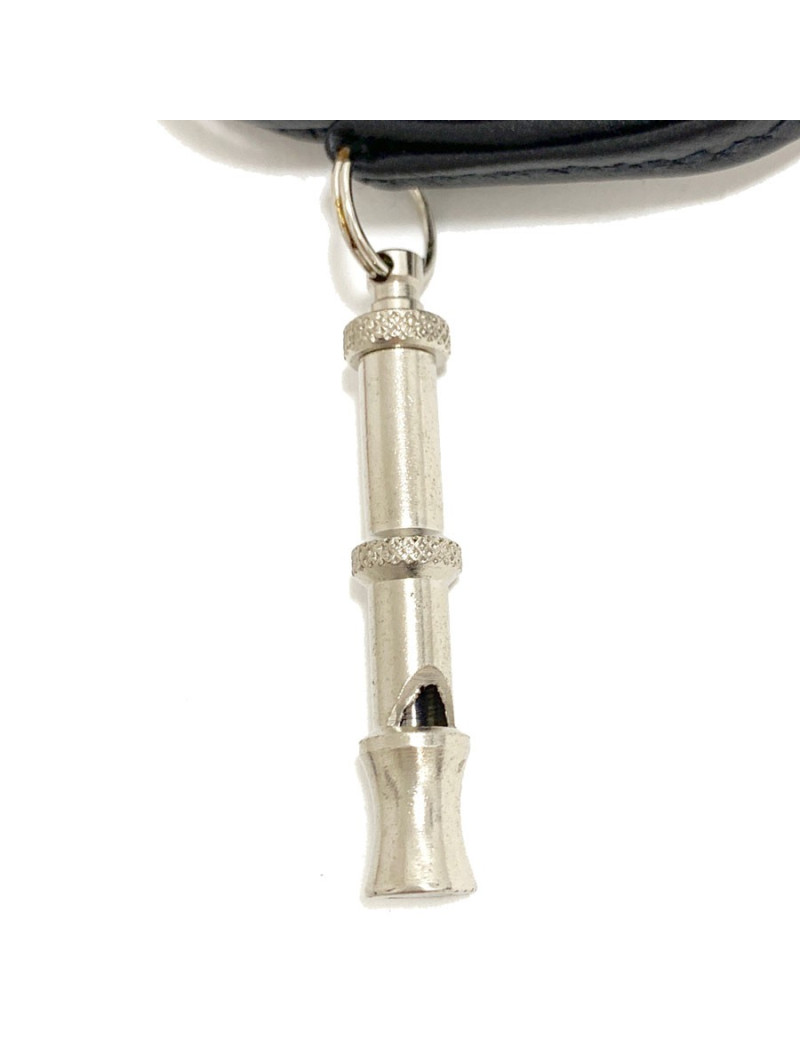 Collier sifflet HERMES cuir noir et acier