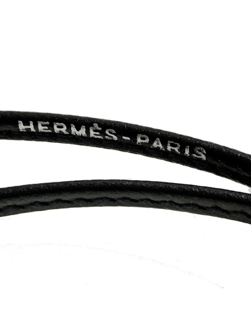 Collier sifflet HERMES cuir noir et acier