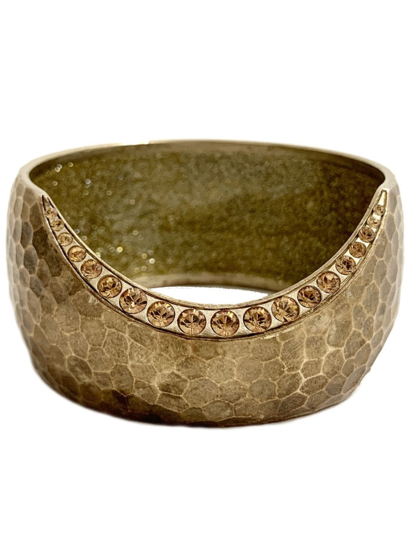 Manchette CHANEL métal doré mat martelé