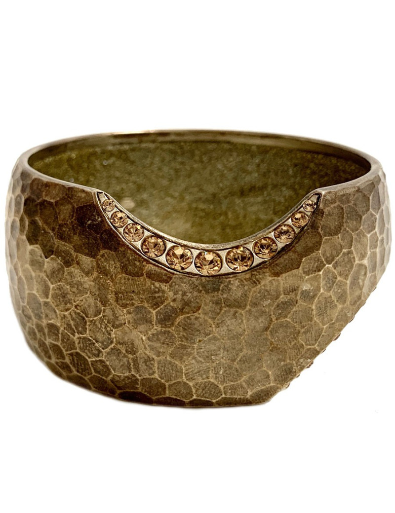 Manchette CHANEL métal doré mat martelé