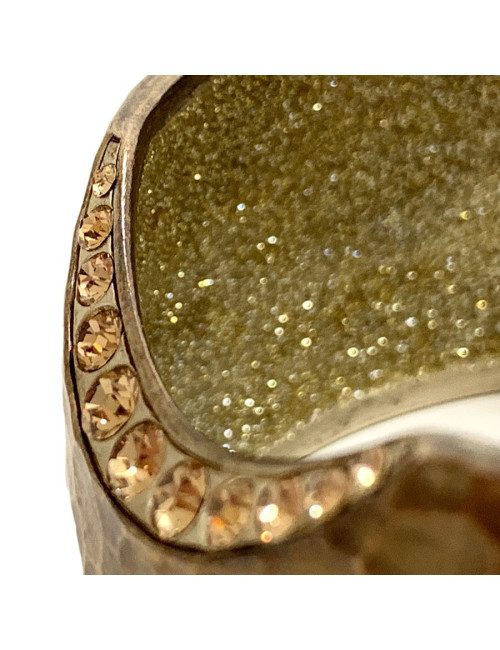 Manchette CHANEL métal doré mat martelé