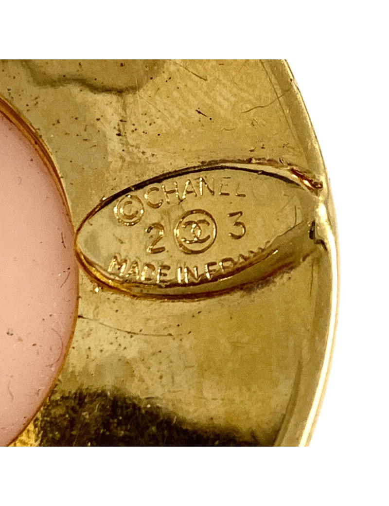 Clips CHANEL vintage rond rose et strass