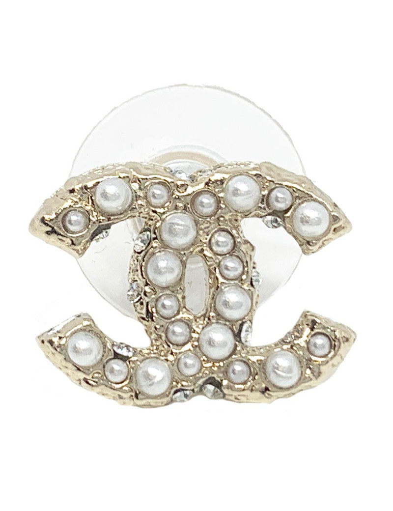 Clous CC CHANEL perle et strass