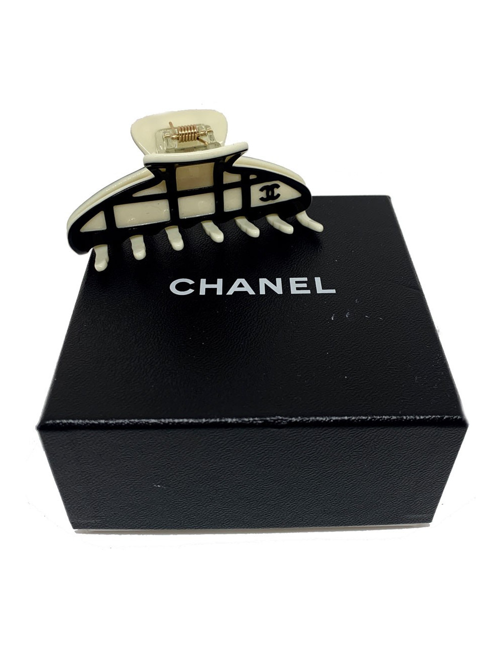 Pince à cheveux CHANEL noire et blanche