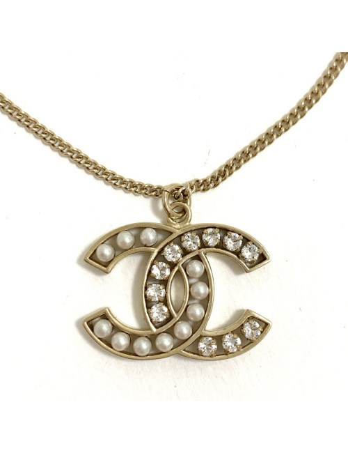 Pendentif CC CHANEL perles et strass 